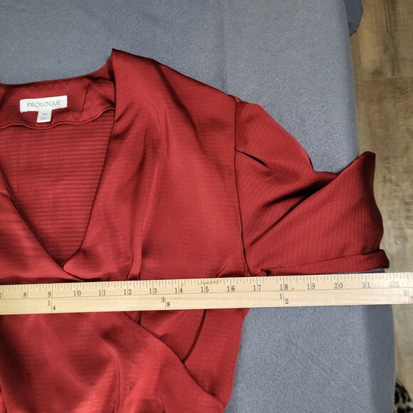 PROLOGUE Womens XS Baby Doll Wrap Blouse Red - Picture 7 of 10